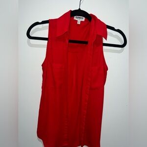 Express. Portofino sleeveless button up blouse. Red.